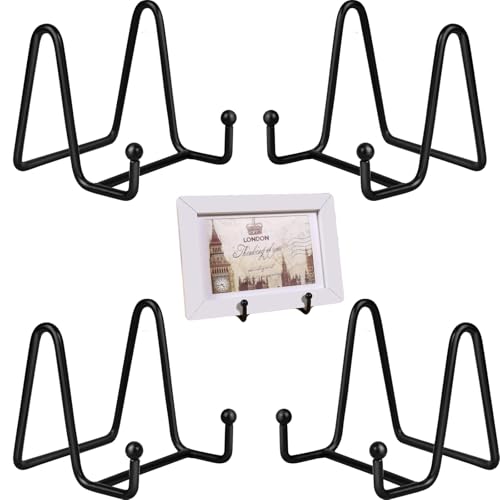 FEADBYT Staffelei Tellerständer, Staffelei Aufsteller Teller Ständer Metall, Schwarz Halterung Bildaufsteller, Display Ständer, fuer Bilderrahmen, Foto (Schwarz, 7.5cm) von FEADBYT