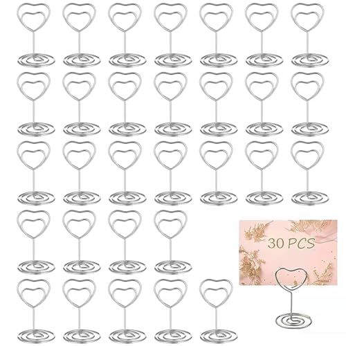Tischkartenhalter, 30 Stück Tischkartenhalter Silber, Kartenhalter Herz, Fotohalter Metall, Tischkarten Halterung, Fotohalter Kartenständer, Für Hochzeits, Geburtstags, Party Dekoration Tischkartenhalter, 30 Stück Tischkartenhalter Silber, Kartenhalter Herz, Fotohalter Metall, Tischkarten Halterung, Fotohalter Kartenständer, Für Hochzeits, Geburtstags, Party Dekoration von FEADBYT