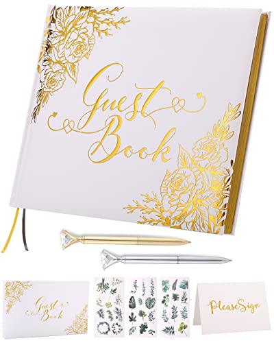 Hochzeitsgästebuch – Gästebuch für Hochzeitsempfang mit Stiften – 22,9 x 17,8 cm, personalisiertes Hochzeits-Gästebuch, Fotoalbum, Schild im Buch, Goldfolien-Hardcover und vergoldete Kanten, für Hochzeitsgästebuch – Gästebuch für Hochzeitsempfang mit Stiften – 22,9 x 17,8 cm, personalisiertes Hochzeits-Gästebuch, Fotoalbum, Schild im Buch, Goldfolien-Hardcover und vergoldete Kanten, für von FECIBOE