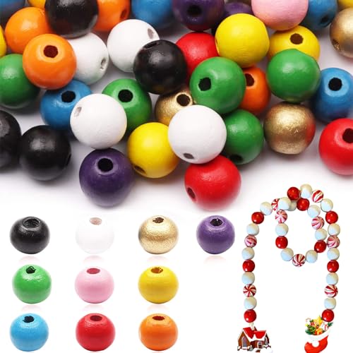 Bunte Holzperlen zum Auffädeln, 200 Stück 14mm Holzperlen Bunt Runde Bastelnperlen Holzkugeln mit Loch, Perlen Holz für DIY Armbänder Schmuck Machen Girlande Handwerk Heimdeko Bunte Holzperlen zum Auffädeln, 200 Stück 14mm Holzperlen Bunt Runde Bastelnperlen Holzkugeln mit Loch, Perlen Holz für DIY Armbänder Schmuck Machen Girlande Handwerk Heimdeko von FEEIN