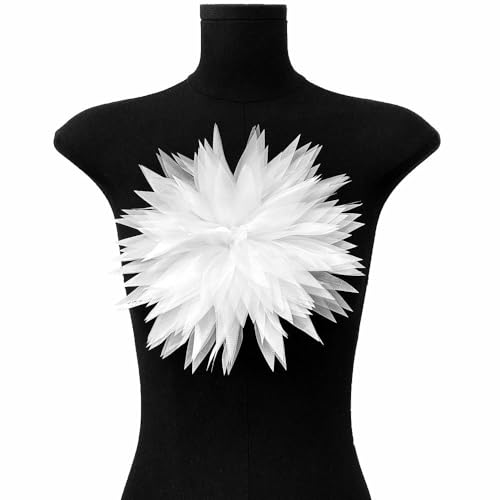 Mehrschichtige Chrysanthemen Dreidimensionale Handgemachte Blume Kleidung Zubehör Stoff Kunst Brust Patch DIY Kleidung Dekoration (Weiß) von FEEPOP