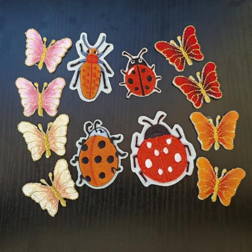 Skorpion, Fledermaus, Spinne, Marienkäfer, Käfer, Insektenflicken, Stickerei-Stoffsticker/DIY dekorative Muster für Handyhüllen, verschiedene Dekorationen für das tägliche Leben (Rot) von FEEPOP