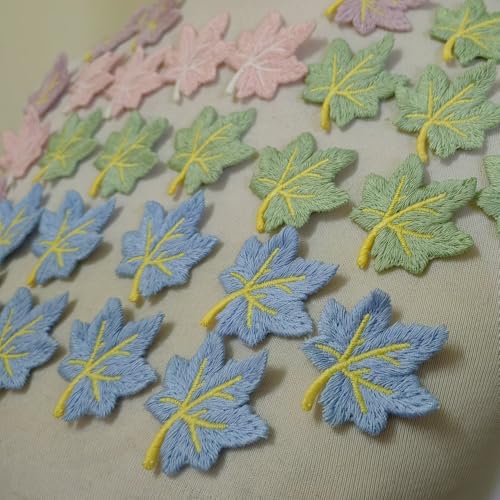 Stickerei-kleine Blumen, DIY-Materialien, Kleidung, Jacken, T-Shirts, Hüte, Taschen, Haar-Accessoires, Bekleidungszubehör, verschiedene dekorative Accessoires, Materialien (30 Stück Blatt) von FEEPOP