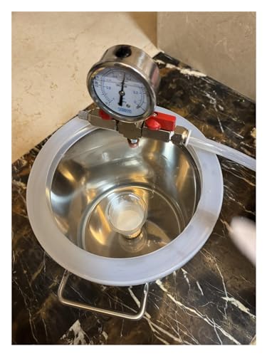 Vakuum-Entgasungskammer-Kit aus Edelstahl mit durchsichtigem Acryldeckel – 6 l bis 98 l Fassungsvermögen zur Stabilisierung von Epoxidharz und Holz(35L(35x35cm)) von FEFEF