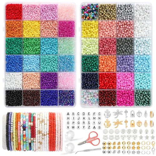 FEHCBIO 15000+ stück 48 Farben 3mm+4mm Perlen Set DIY Perlen für Armbänder,mit Buchstabenperlen zum Auffädeln Selber Machen Schmuckherstellung Set,Geschenkeidee für Weihnachten,Geburtstag,partys FEHCBIO 15000+ stück 48 Farben 3mm+4mm Perlen Set DIY Perlen für Armbänder,mit Buchstabenperlen zum Auffädeln Selber Machen Schmuckherstellung Set,Geschenkeidee für Weihnachten,Geburtstag,partys von FEHCBIO