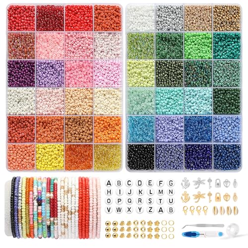 FEHCBIO Selber Machen Perlen für armbänder Perlen Set 3mm,16000 Stück 48 Farbe Matte Glasperlen mit Buchstaben Perlen zum Auffädeln, Geschenkidee für Weihnachten Feiertage Geburtstage Belohnungen FEHCBIO Selber Machen Perlen für armbänder Perlen Set 3mm,16000 Stück 48 Farbe Matte Glasperlen mit Buchstaben Perlen zum Auffädeln, Geschenkidee für Weihnachten Feiertage Geburtstage Belohnungen von FEHCBIO
