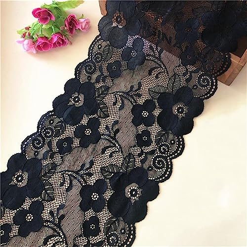 DIY Nähprozess, Dekoration Dekoration, Vintage besticktes Spitzenband 18 cm, Stickerei Applikation für Handwerk, Kleidungszubehör und rustikale Hochzeiten. (Schwarz, 10 Yards) von FEIAOPE