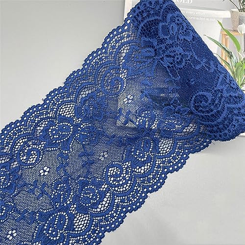 DIY Nähverfahren, Dekoration von Aufklebern, 10 Yards 15 cm Vintage-Besatz, Stickerei, Spitzenbesatz, Stoff, bestickte Applikation, Blumenmuster for Kleidung, Accessoires, Hochzeit(Bright Navy Blue) von FEIAOPE