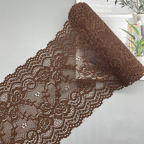DIY Nähverfahren, Dekoration von Aufklebern, 10 Yards 15 cm Vintage-Besatz, Stickerei, Spitzenbesatz, Stoff, bestickte Applikation, Blumenmuster for Kleidung, Accessoires, Hochzeit(Brown) von FEIAOPE