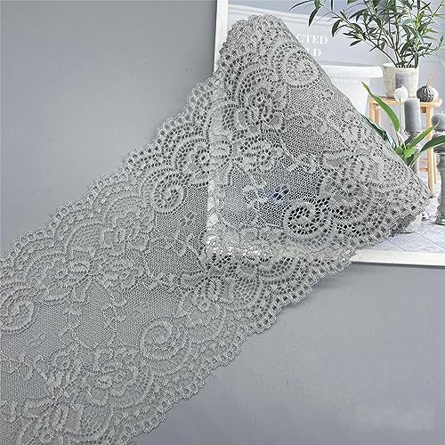 DIY Nähverfahren, Dekoration von Aufklebern, 10 Yards 15 cm Vintage-Besatz, Stickerei, Spitzenbesatz, Stoff, bestickte Applikation, Blumenmuster for Kleidung, Accessoires, Hochzeit(Light Gray) von FEIAOPE