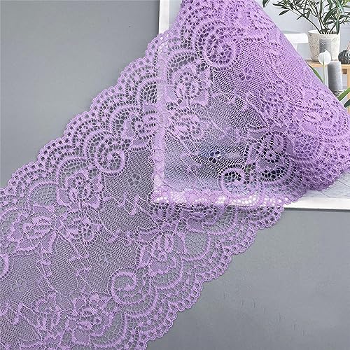 DIY Nähverfahren, Dekoration von Aufklebern, 10 Yards 15 cm Vintage-Besatz, Stickerei, Spitzenbesatz, Stoff, bestickte Applikation, Blumenmuster for Kleidung, Accessoires, Hochzeit(Light Purple) von FEIAOPE