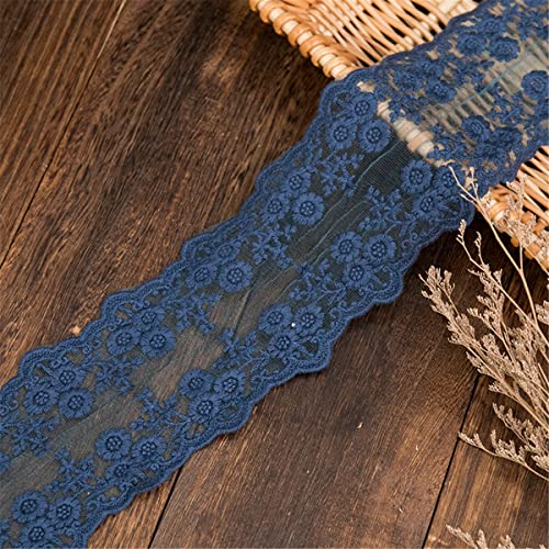 DIY Nähverfahren, Dekoration von Aufklebern, 11 cm Vintage-Besatz, Blumenstickerei, bestickte Applikation, Spitzenstoff, Kleidungszubehör und rustikale Hochzeit(Blue,6 Yards) von FEIAOPE