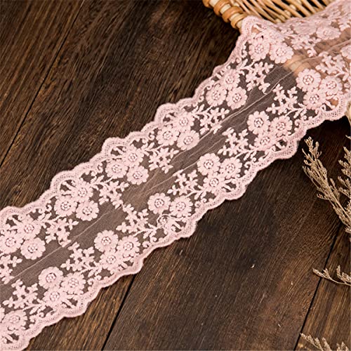 DIY Nähverfahren, Dekoration von Aufklebern, 11 cm Vintage-Besatz, Blumenstickerei, bestickte Applikation, Spitzenstoff, Kleidungszubehör und rustikale Hochzeit(Pink,6 Yards) von FEIAOPE