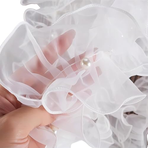DIY Nähverfahren, Dekoration von Aufklebern, 12 cm Kantenbesätze, Stoff, Tüll, Gurtband, plissierte Spitzenbesätze, Applikation mit Rüschen for Hochzeitskleid, Kleid, Puppendekor(White,6 Yards) von FEIAOPE