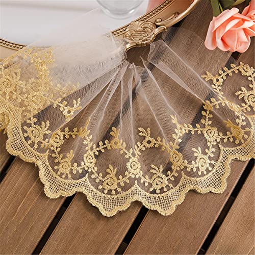 DIY Nähverfahren, Dekoration von Aufklebern, 14 cm breites dekoratives Band aus Tüllspitze, Besatzstoff, florales Gurtband, Stoff for Schneidern, Nähen, Geschenkverpackung(10 Yards) von FEIAOPE