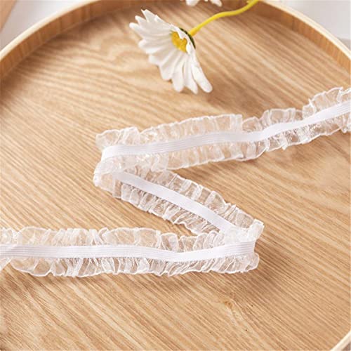 DIY Nähverfahren, Dekoration von Aufklebern, 2,5 cm Vintage-Einfassungen, Stoff, Tüll, besticktes Applikationsband, gekräuselt, for Hochzeitskleid, Kleid, Puppendekoration(White,5 Yards) von FEIAOPE
