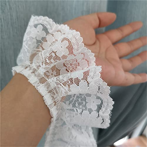 DIY Nähverfahren, Dekoration von Aufklebern, 5,5 cm Vintage-Besatz, Stoff, Tüll, Gurtband, bestickte Applikation, Rüschenbesatz for Hochzeitskleid, Kleid, Puppendekor(White,5 Yards) von FEIAOPE