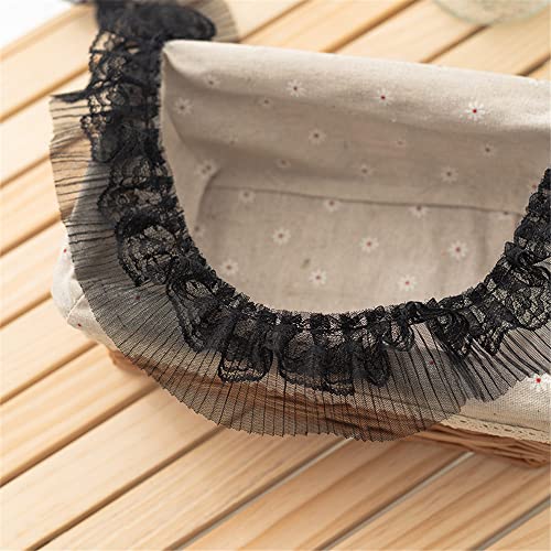 DIY Nähverfahren, Dekoration von Aufklebern, 6 cm Tüllbesatz, Vintage-Kanten, Spitzenbesatz, Gurtband, bestickte Applikation, Rüschen for Kleider, Puppendekoration(Black,5 Yards) von FEIAOPE