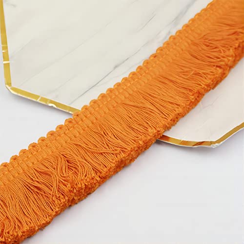 DIY-Zubehör, Nähaufkleber, Makramee-Spitzenband, 5 m, 3,8 cm, mit Fransen und Quasten für Kleidung, Vorhänge, Decken, Hängematten, Sonnenschirme, Dekoration und Näharbeiten (Orange) von FEIAOPE