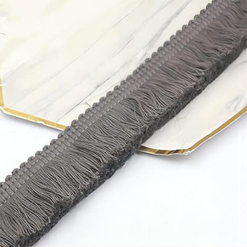 DIY-Zubehör, Nähaufkleber, Makramee-Spitzenband, 5 m, 3,8 cm, mit Fransen und Quasten für Kleidung, Vorhänge, Decken, Hängematten, Sonnenschirme, Dekoration und Nähen, Dunkelgrau von FEIAOPE