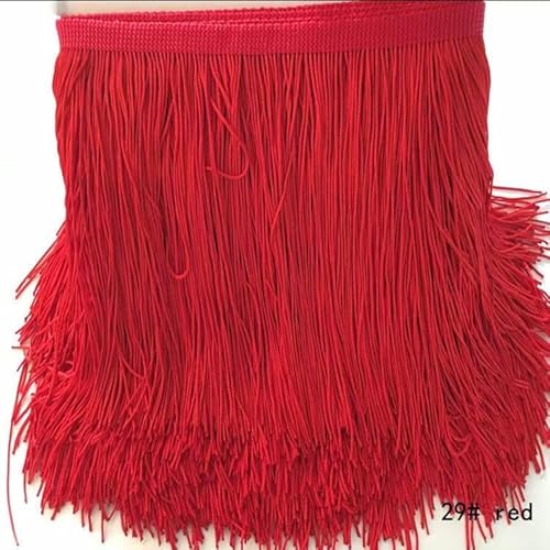 DIY-Zubehör, Nähaufkleber, Spitzenband mit Quasten aus Polyester, 10 m und 15 cm, zum Nähen von lateinamerikanischen Tanzkleidern, Bastelarbeiten, Kleidung und Lampen, Rot von FEIAOPE