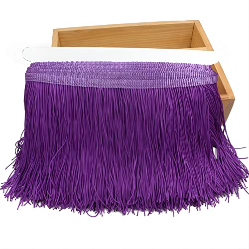 DIY-Zubehör, Nähaufkleber, Spitzenband mit Quasten aus Polyester, 10 m und 15 cm, zum Nähen von lateinamerikanischen Tanzkleidern, Bastelarbeiten, Kleidung und Lampen (Violett) von FEIAOPE