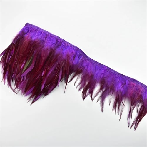 DIY handgefertigte Accessoires, Nähte Aufkleber, 2Meter Feathers Tassel Fringe Trim Clothes Ribbon Decoration Sewing Trimmings Needlework Decor(Deep Purple) von FEIAOPE
