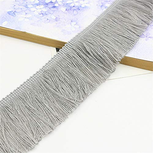 DIY handgefertigte Accessoires, Nähte Aufkleber, 5 cm Quaste Fransen Spitze Kantenbesatz Band Makramee Stoff for Kleidung Vorhang Decke Hängematte Regenschirm Dekor Nähen(Grey) von FEIAOPE