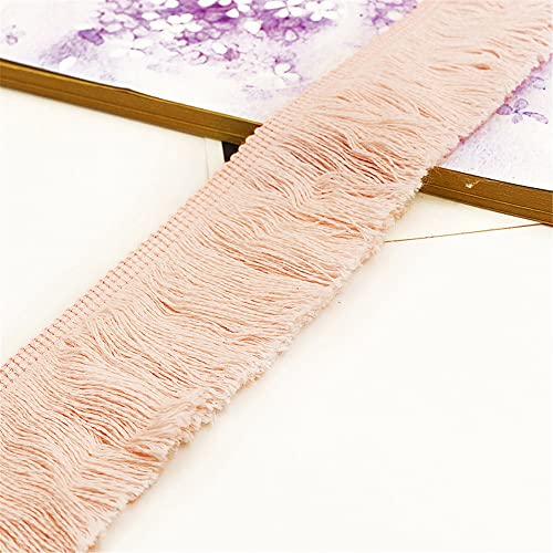 DIY handgefertigte Accessoires, Nähte Aufkleber, 5 cm Quaste Fransen Spitze Kantenbesatz Band Makramee Stoff for Kleidung Vorhang Decke Hängematte Regenschirm Dekor Nähen(Light Pink) von FEIAOPE