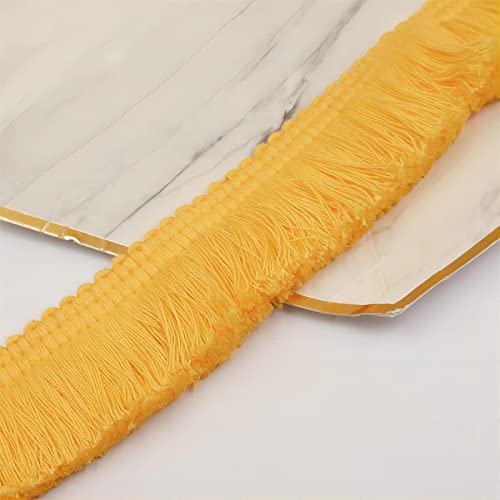 DIY handgefertigtes Zubehör, Nähapplikation, 5 m, 3,8 cm, Makramee-Spitzenbesatz, Quaste, Fransenband, Stoff für Kleidung, Vorhang, Decke, Hängematte, Regenschirm, Dekoration, Nähen (gelb) von FEIAOPE