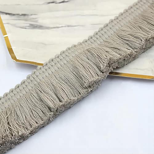 DIY handgefertigtes Zubehör, Nähapplikation, 5 m, 3,8 cm, Makramee-Spitzenbesatz, Quaste, Fransenband, Stoff für Kleidung, Vorhang, Decke, Hängematte, Regenschirm, Dekoration, Nähen (hellgrau) von FEIAOPE