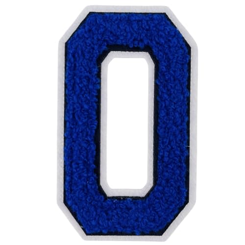 1 x blauer Chenille-Aufnäher, zum Aufbügeln für Hüte, Kleidung, Taschen, Rucksäcke, Jeans, Jacken, 10,2 cm, 1 Paar mit Initialen-Aufnäher, großer Varsity-Buchstabe (Blau 0) von FEIDICK