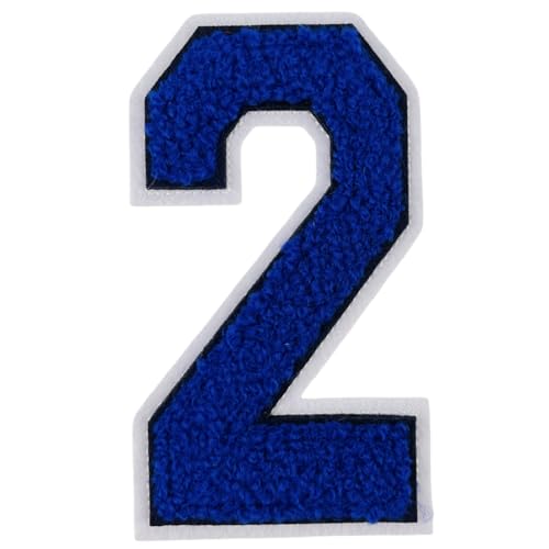 1 x blauer Chenille-Aufnäher, zum Aufbügeln für Hüte, Kleidung, Taschen, Rucksäcke, Jeans, Jacken, 10,2 cm, 1 Paar mit Initialen-Aufnäher, großer Varsity-Buchstabe (Blau 2) von FEIDICK