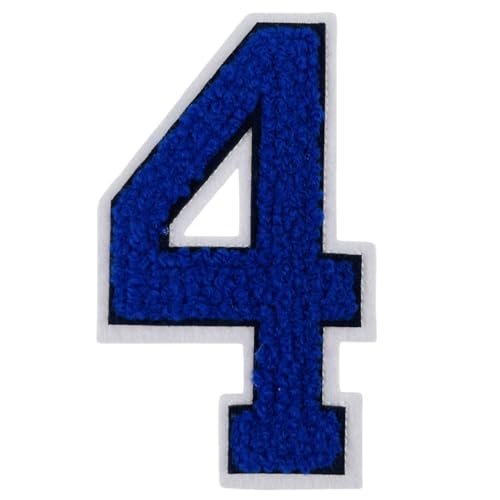 1 x blauer Chenille-Aufnäher, zum Aufbügeln für Hüte, Kleidung, Taschen, Rucksäcke, Jeans, Jacken, 10,2 cm, 1 Paar mit Initialen-Aufnäher, großer Varsity-Buchstabe (Blau 4) von FEIDICK