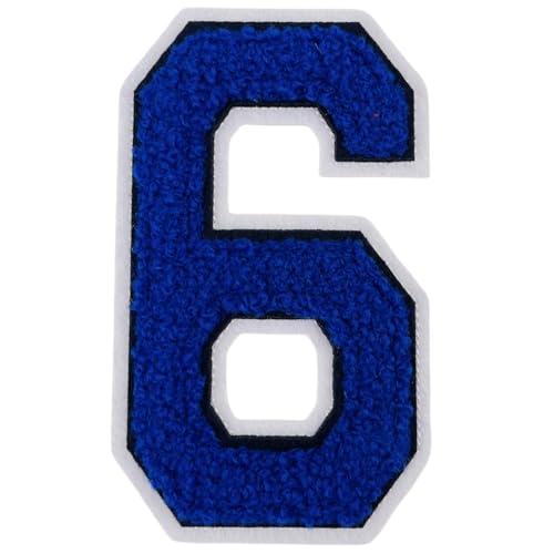 1 x blauer Chenille-Aufnäher, zum Aufbügeln für Hüte, Kleidung, Taschen, Rucksäcke, Jeans, Jacken, 10,2 cm, 1 Paar mit Initialen-Aufnäher, großer Varsity-Buchstabe (Blau 6) von FEIDICK