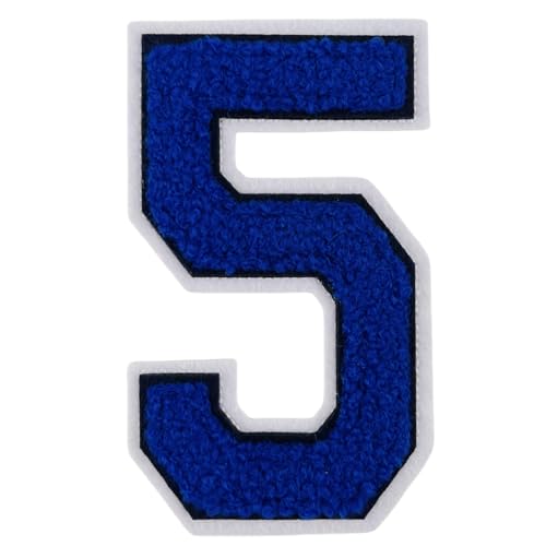 1 x blauer Chenille-Aufnäher, zum Aufbügeln für Hüte, Kleidung, Taschen, Rucksäcke, Jeans, Jacken, 10,2 cm, 1 Paar mit Initialen-Aufnäher, großer Varsity-Buchstaben (Blau 5) von FEIDICK