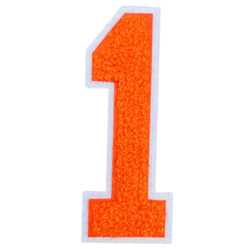 1 x orangefarbener Chenille-Aufnäher, zum Aufbügeln für Hüte, Kleidung, Taschen, Rucksäcke, Jeans, Hoodies, Jacken, Paar mit Initialen-Aufnäher, großer Varsity-Buchstabe (Orange 1) von FEIDICK