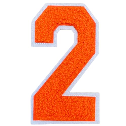 1 x orangefarbener Chenille-Aufnäher, zum Aufbügeln für Hüte, Kleidung, Taschen, Rucksäcke, Jeans, Hoodies, Jacken, Paar mit Initialen-Aufnäher, großer Varsity-Buchstabe (Orange 2) von FEIDICK