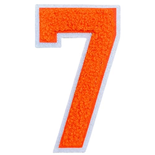 1 x orangefarbener Chenille-Aufnäher zum Aufbügeln für Hüte, Kleidung, Taschen, Rucksäcke, Jeans, Hoodies, Jacken, 10,2 cm, 1 Paar mit Initialen-Aufnäher, großer Varsity-Buchstabe (Orange 7) von FEIDICK