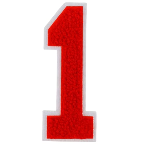 1 x roter Chenille-Aufnäher, zum Aufbügeln für Hüte, Kleidung, Taschen, Rucksäcke, Jeans, Paar mit Initialen-Aufnäher, großer Varsitätsbuchstaben, 1 Stück (Rot 1) von FEIDICK