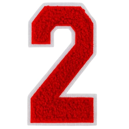 1 x roter Chenille-Aufnäher zum Aufbügeln für Hüte, Kleidung, Taschen, Rucksäcke, Jeans, 10,2 cm, 1 Paar mit Initialen-Aufnäher, großer Varsitätsbuchstaben (Rot 2) von FEIDICK