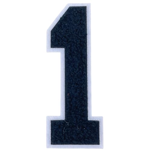 1 x schwarzer Chenille-Aufnäher, zum Aufbügeln für Hüte, Kleidung, Taschen, Rucksäcke, Jeans, Initialenaufnäher, große Variantenzahl (Schwarz 1) von FEIDICK