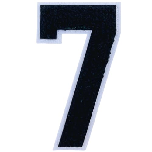1 x schwarzer Chenille-Aufnäher zum Aufbügeln für Hüte, Kleidung, Taschen, Rucksäcke, Jeans, Initialenaufnäher, große Variantenzahl (Schwarz 7) von FEIDICK