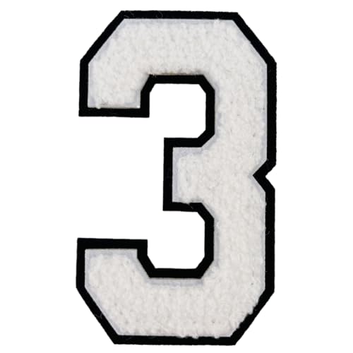 1 x weißer Chenille-Aufnäher zum Aufbügeln für Hüte, Kleidung, Taschen, Rucksäcke, Jeans, Initialenaufnäher, großer Varsitätsbuchstaben, Weiß 3 von FEIDICK