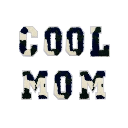 3 Stück 7,1 cm Camouflage-Chenille-Buchstaben-Flicken zum Aufbügeln für Hüte, Taschen, Kleidung, Rucksäcke, Jeans (Cool Mom) von FEIDICK