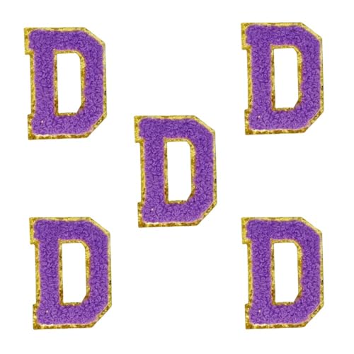 5,5 cm violette Chenille-Buchstaben-Aufnäher, selbstklebende Buchstaben-Aufnäher für Kleidung, zum Aufkleben, für Make-up-Taschen, Hüte, Rucksäcke, Jeans, Schuhe, Handwerk, Laptop (Buchstabe D) von FEIDICK