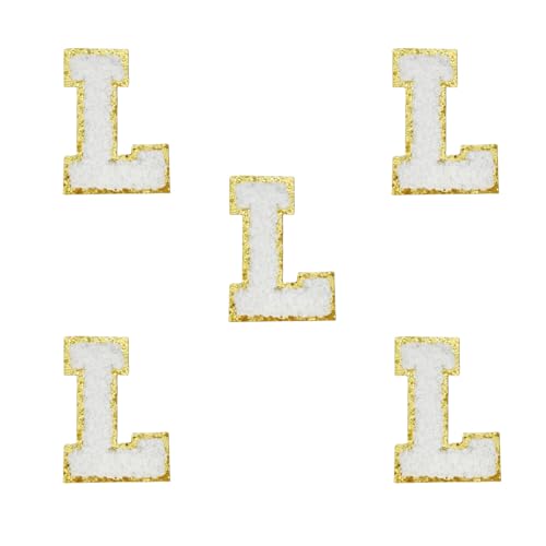 5,5 cm weiße Chenille-Buchstaben-Aufnäher, selbstklebende Buchstaben-Aufnäher für Kleidung, zum Aufkleben auf Buchstaben für Reisetaschen, Hüte, Rucksäcke, Jeans, Schuhe, Handwerk, Laptop (Buchstabe von FEIDICK
