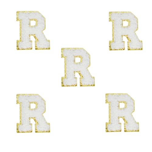 5,5 cm weiße Chenille-Buchstaben-Aufnäher, selbstklebende Buchstaben-Aufnäher für Kleidung, zum Aufkleben auf Buchstaben für Reisetaschen, Hüte, Rucksäcke, Jeans, Schuhe, Handwerk, Laptop (Buchstabe von FEIDICK