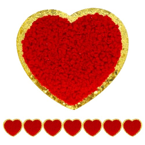8 Stück 5,6 cm Chrom-Herz-Aufnäher, selbstklebende Chenille-Patches für Kleidung, zum Aufkleben auf bestickte Flicken für Taschen, zum Aufbügeln für Hüte, Rucksäcke, Aufnäher für Jeans, Rot 8 Stück 5,6 cm Chrom-Herz-Aufnäher, selbstklebende Chenille-Patches für Kleidung, zum Aufkleben auf bestickte Flicken für Taschen, zum Aufbügeln für Hüte, Rucksäcke, Aufnäher für Jeans, Rot von FEIDICK
