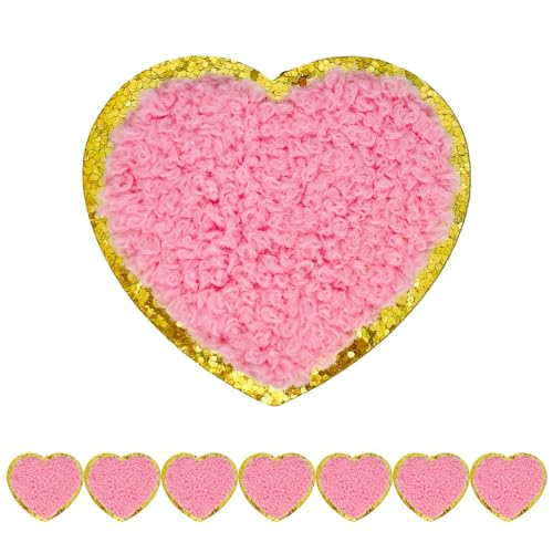 8 Stück 5,6 cm Chrom-Herz-Aufnäher, selbstklebende Chenille-Patches für Kleidung, zum Aufkleben auf bestickte Flicken für Taschen, zum Aufbügeln für Hüte, Rucksäcke, Aufnäher für Jeans (Rosa) 8 Stück 5,6 cm Chrom-Herz-Aufnäher, selbstklebende Chenille-Patches für Kleidung, zum Aufkleben auf bestickte Flicken für Taschen, zum Aufbügeln für Hüte, Rucksäcke, Aufnäher für Jeans (Rosa) von FEIDICK